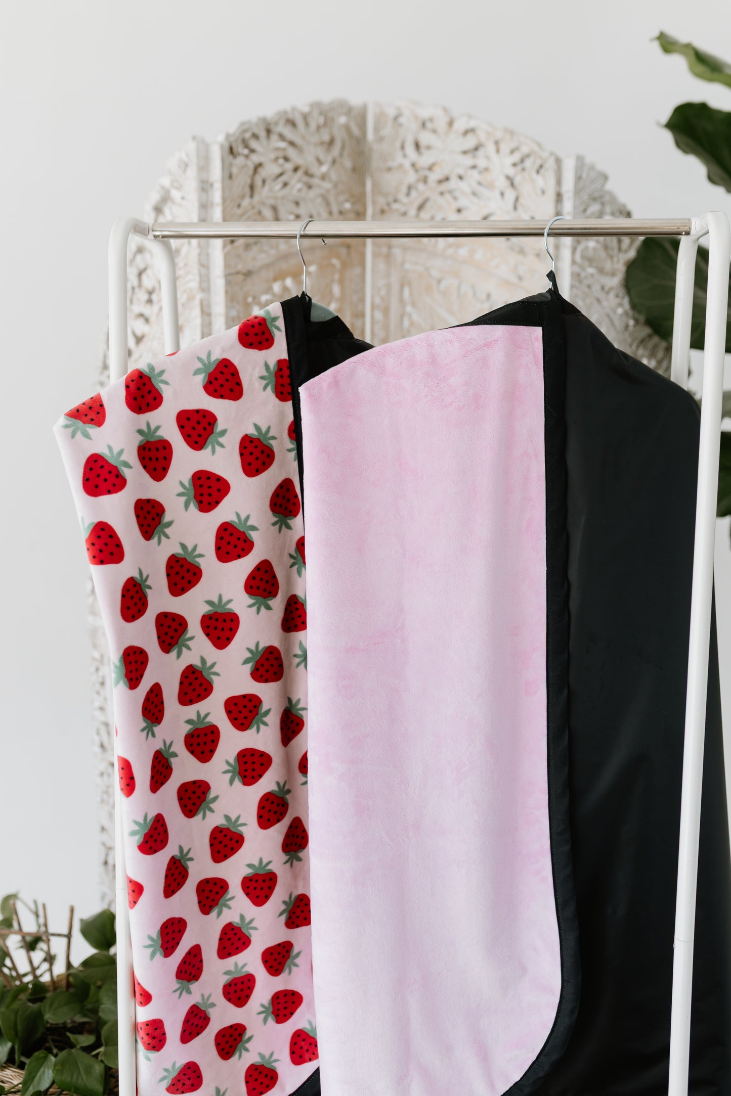 STRAWBERRY BLUSH ~ Luxe Strawberry Pink Blanket-Lined Chemical Salon Cape