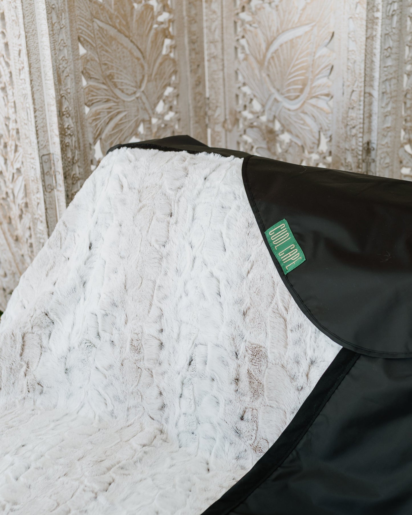 ARCTIC WHISPER ~ Luxe White Plush Blanket-Lined Chemical Salon Cape