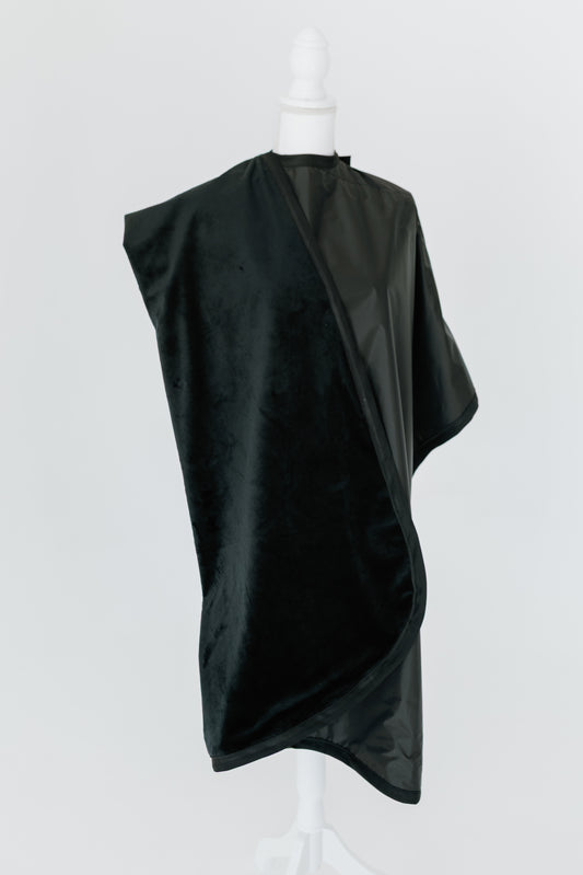 ONYX ~ Luxe Rich Black Blanket-Lined Chemical Salon Cape