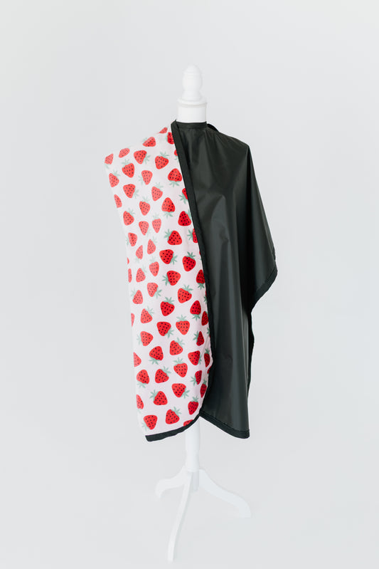 STRAWBERRY BLUSH ~ Luxe Strawberry Pink Blanket-Lined Chemical Salon Cape