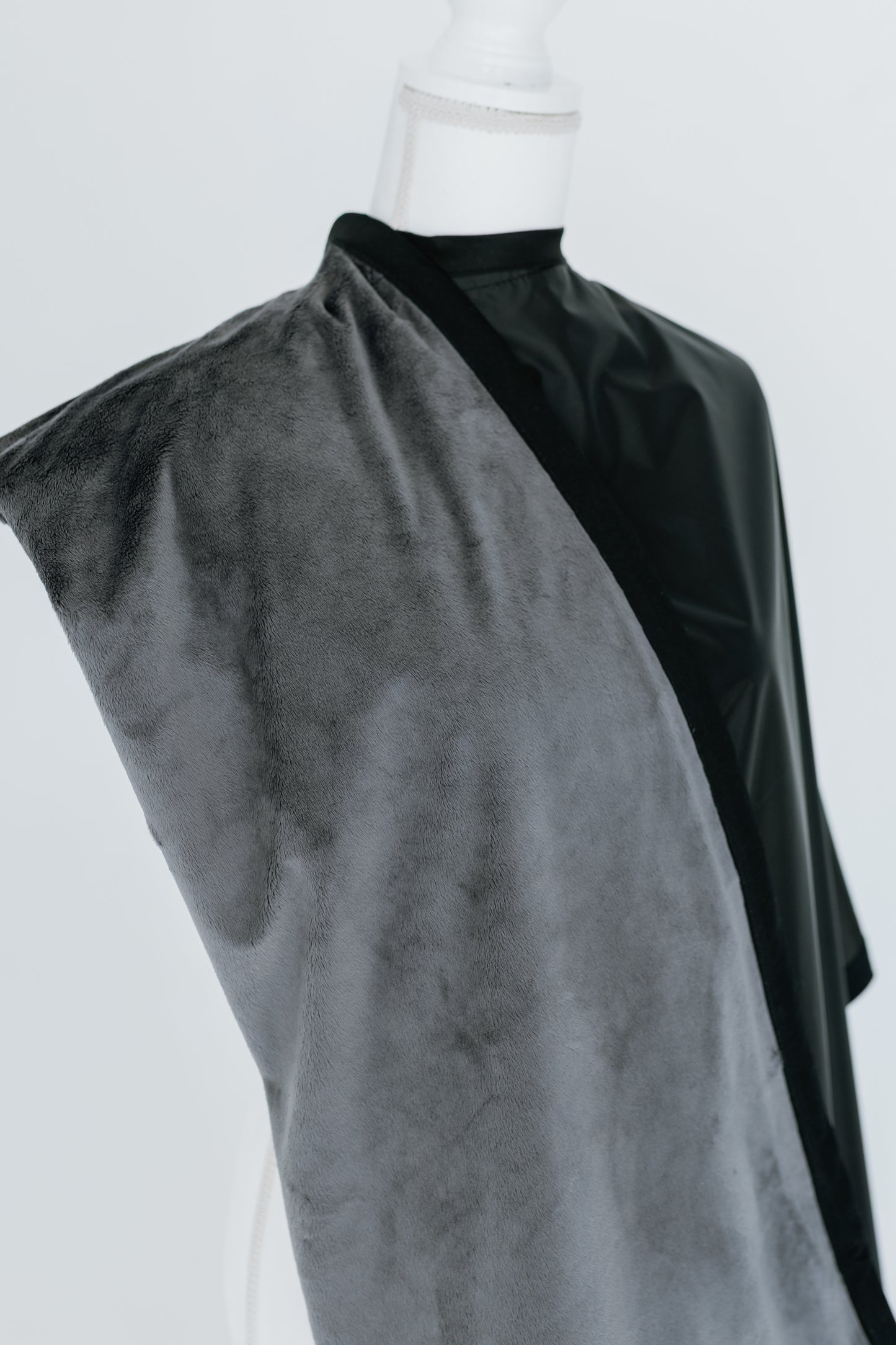 SHADE~ Luxe Deep Dark Grey Blanket-Lined Chemical Salon Cape