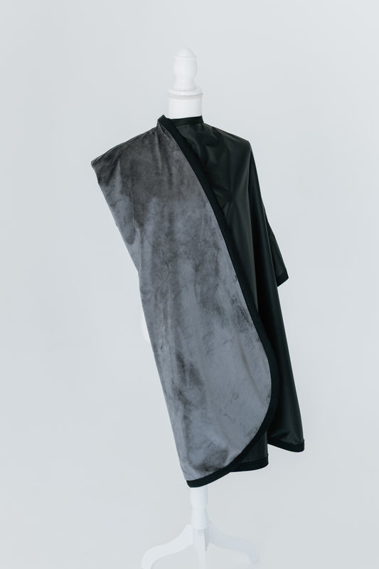SHADE~ Luxe Deep Dark Grey Blanket-Lined Chemical Salon Cape