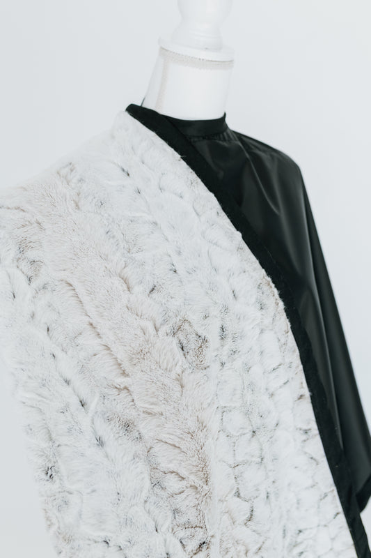 ARCTIC WHISPER ~ Luxe White Plush Blanket-Lined Chemical Salon Cape