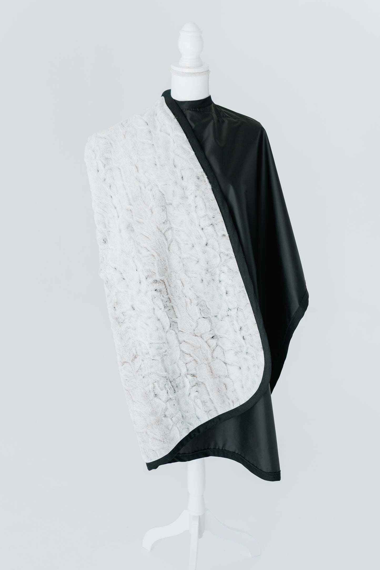 ARCTIC WHISPER ~ Luxe White Plush Blanket-Lined Chemical Salon Cape